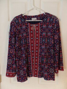 NWT Joan Rivers XL 18 20 Patriotic Americana Moroccan Spice Knit Jacket